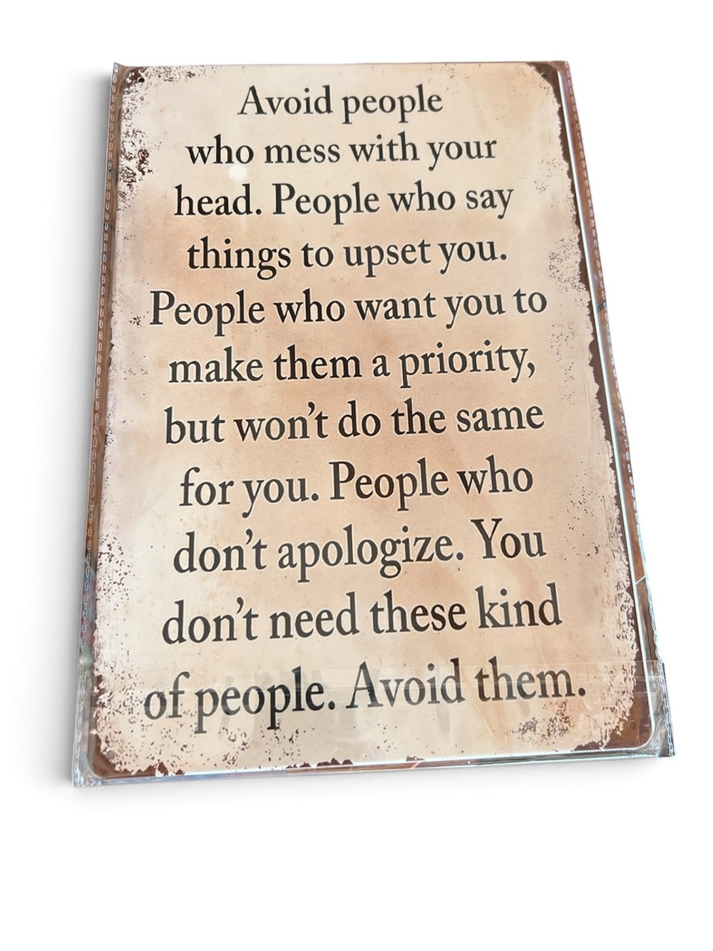 Inspirational Wall Plaque Sign - 'Avoid People' Quote - Beige